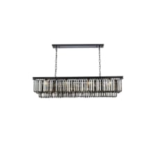 Sydney 12 Light 60" Wide Crystal Linear Chandelier with Silver Shade Royal Cut Crystals
