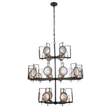 Twilight 24 Light 42" Wide 3 Tier Candle Style Chandelier with Glass Panel Accents