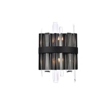 Serena 2 Light 12" Tall Bathroom Sconce with Clear Crystal Accents