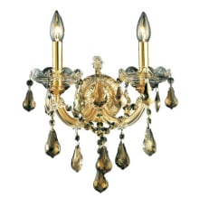 Maria Theresa 2 Light 16" Tall Wall Sconce with Golden Teak Royal Cut Crystals