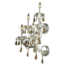 Maria Theresa 5 Light 25" Tall Wall Sconce with Golden Teak Royal Cut Crystals