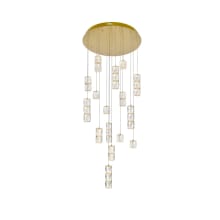 Polaris 16 Light 28" Wide LED Crystal Multi Light Pendant with Clear Royal Cut Crystals