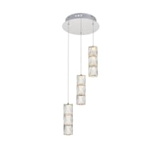 Polaris 3 Light 12" Wide LED Crystal Multi Light Pendant with Clear Royal Cut Crystals