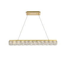 Valetta 37" Wide LED Crystal Linear Chandelier with Clear Royal Cut Crystals