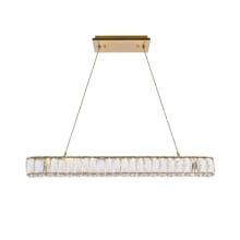 Monroe 31" Wide LED Crystal Linear Chandelier with Clear Royal Cut Crystals