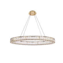 Monroe 36" Wide LED Crystal Linear Chandelier with Clear Crystal Accents