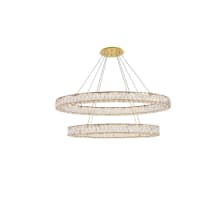Monroe 2 Light 41" Wide LED Crystal Ring Chandelier with Clear Royal Cut Crystals
