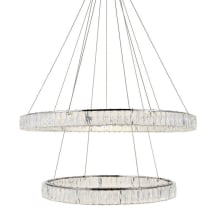 Monroe 2 Light 42" Wide LED Crystal Ring Chandelier with Clear Royal Cut Crystals