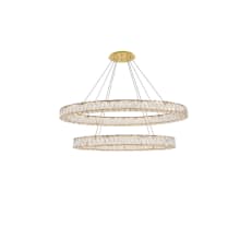 Monroe 2 Light 48" Wide LED Crystal Ring Chandelier with Clear Royal Cut Crystals