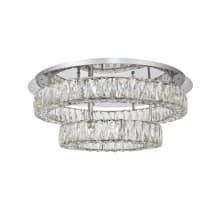 Monroe 2 Light 26" Wide LED Semi-Flush Ceiling Fixture with Clear Royal Cut Crystals
