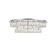 Monroe 2 Light 34" Wide LED Semi-Flush Ceiling Fixture with Clear Royal Cut Crystals