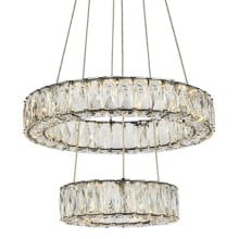 Monroe 2 Light 18" Wide LED Crystal Ring Chandelier with Clear Royal Cut Crystals