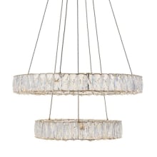 Monroe 2 Light 24" Wide LED Crystal Ring Chandelier with Clear Royal Cut Crystals