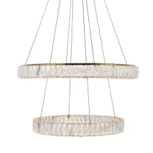 Monroe 2 Light 32" Wide LED Crystal Ring Chandelier with Clear Royal Cut Crystals