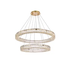 Monroe 36" Wide LED Crystal Ring Chandelier with Clear Crystal Accents