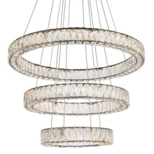 Monroe 3 Light 32" Wide LED Crystal Ring Chandelier with Clear Royal Cut Crystals