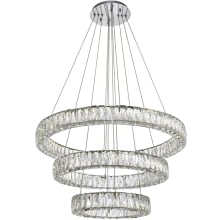 Monroe 3 Light 32" Wide LED Crystal Ring Chandelier with Clear Royal Cut Crystals