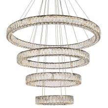 Monroe 4 Light 42" Wide LED Crystal Ring Chandelier with Clear Royal Cut Crystals