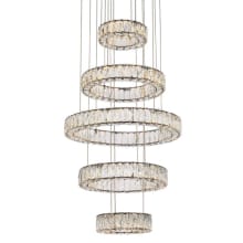 Monroe 5 Light 26" Wide LED Crystal Ring Chandelier with Clear Royal Cut Crystals