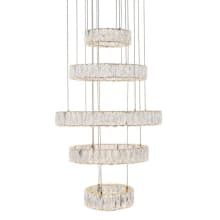 Monroe 5 Light 26" Wide LED Crystal Ring Chandelier with Clear Royal Cut Crystals