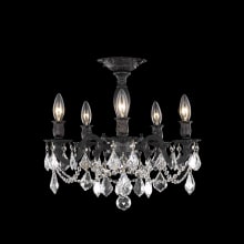 Rosalia 5 Light 18" Wide Semi-Flush Ceiling Fixture with Clear Royal Cut Crystals