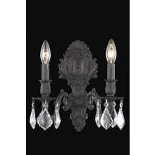 Monarch 2 Light 12" Tall Wall Sconce with Clear Royal Cut Crystals
