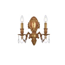 Monarch 2 Light 12" Tall Wall Sconce with Clear Royal Cut Crystals