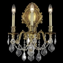 Monarch 3 Light 18" Tall Wall Sconce with Clear Royal Cut Crystals
