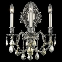 Monarch 3 Light 18" Tall Wall Sconce with Golden Teak Royal Cut Crystals