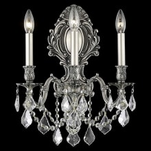 Monarch 3 Light 18" Tall Wall Sconce with Clear Royal Cut Crystals