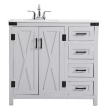 Grant 36" Free Standing Single Basin Vanity Set with Cabinet and Engineered Marble Vanity Top