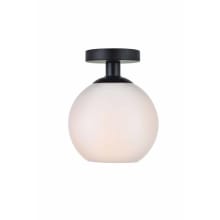 Baxter Single Light 8" Wide Semi-Flush Globe Ceiling Fixture with Frosted Glass