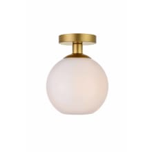 Baxter Single Light 8" Wide Semi-Flush Globe Ceiling Fixture with Frosted Glass
