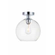 Baxter Single Light 10" Wide Semi-Flush Globe Ceiling Fixture with Clear Glass