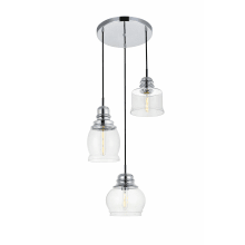 Kenna 3 Light 17" Wide Multi Light Pendant with Clear Glass