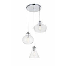Destry 3 Light 19" Wide Multi Light Pendant with Clear Glass