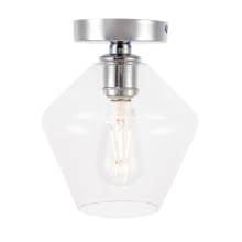 Gene Single Light 8" Wide Semi-Flush Ceiling Fixture with Clear Glass