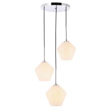 Gene 3 Light 18" Wide Multi Light Pendant with Frosted Glass