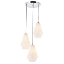 Gene 3 Light 17" Wide Multi Light Pendant with Frosted Glass
