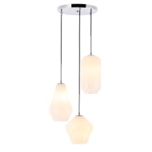 Gene 3 Light 17" Wide Multi Light Pendant with Frosted Glass