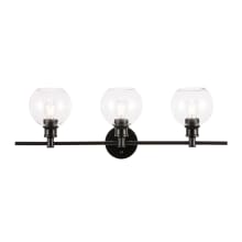 Collier 3 Light 28" Wide Bathroom Vanity Light with Clear Glass