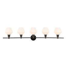 Gene 5 Light 47" Wide Bathroom Vanity Light with Frosted Glass