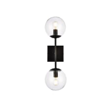 Neri 2 Light 20" Tall Wall Sconce with Clear Glass Shades