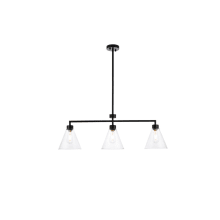 Mera 3 Light 38" Wide Linear Chandelier with Clear Glass Shades