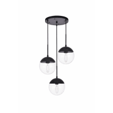 Eclipse 3 Light 18" Wide Multi Light Pendant with Clear Glass
