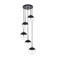 Eclipse 5 Light 18" Wide Multi Light Pendant with Clear Glass