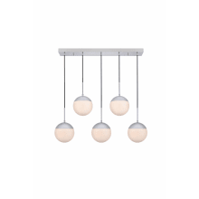 Eclipse 5 Light 42" Wide Linear Pendant with Frosted Glass