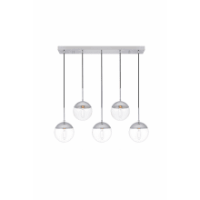 Eclipse 5 Light 42" Wide Linear Pendant with Clear Glass