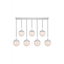 Eclipse 7 Light 54" Wide Linear Pendant with Frosted Glass