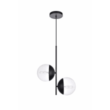 Eclipse 2 Light 17" Wide Pendant with Clear Glass